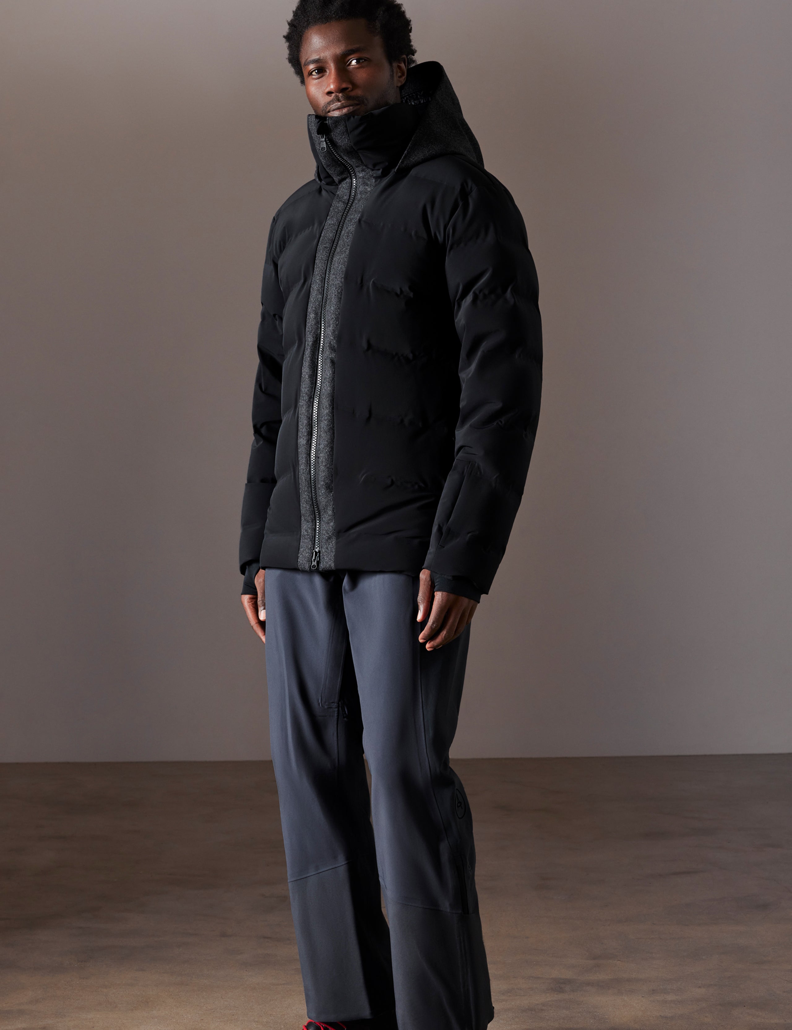 Man wearing black ski jacket