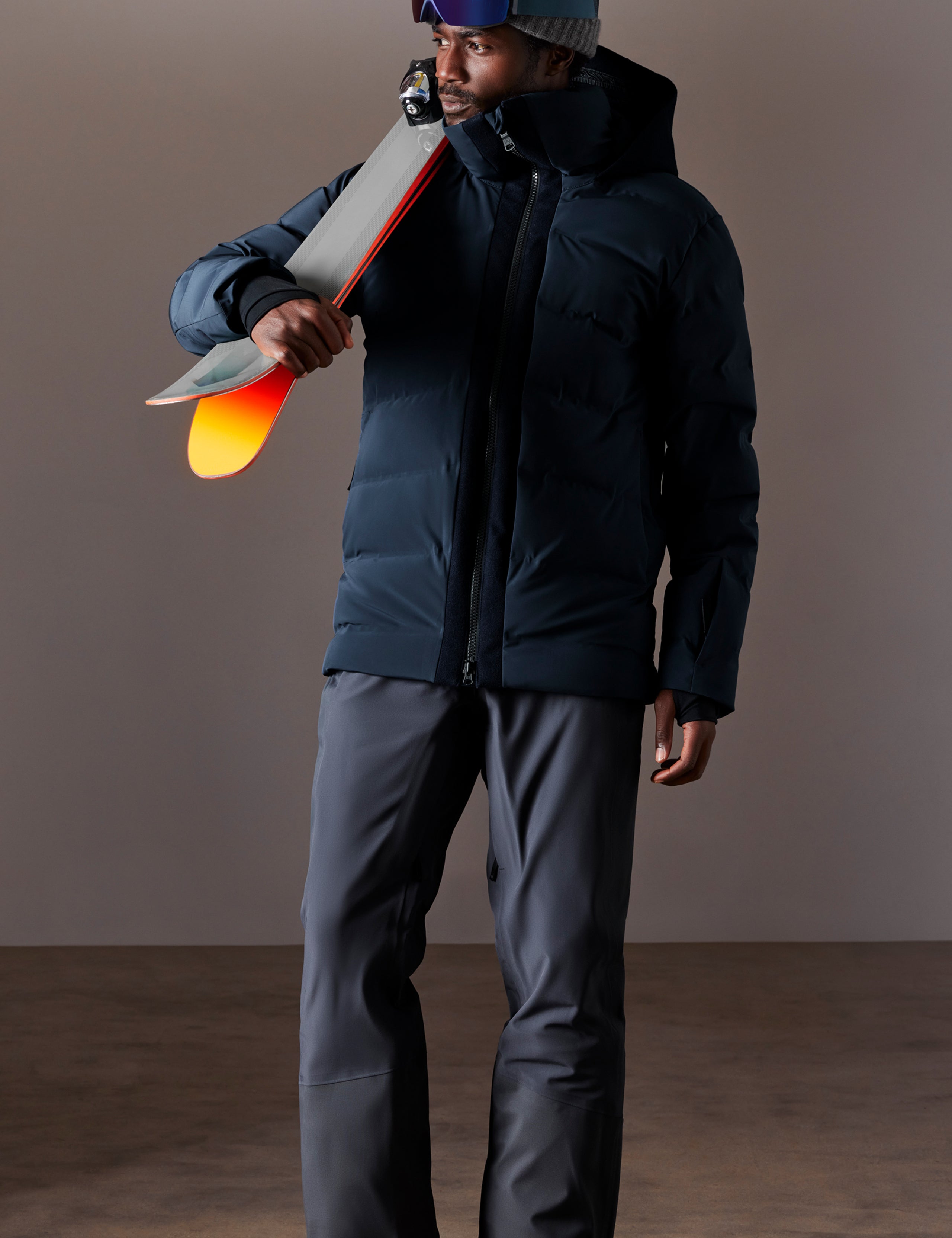 man wearing blue ski jacket from AETHER Apparel