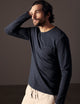 man wearing blue long-sleeve tee from AETHER Apparel