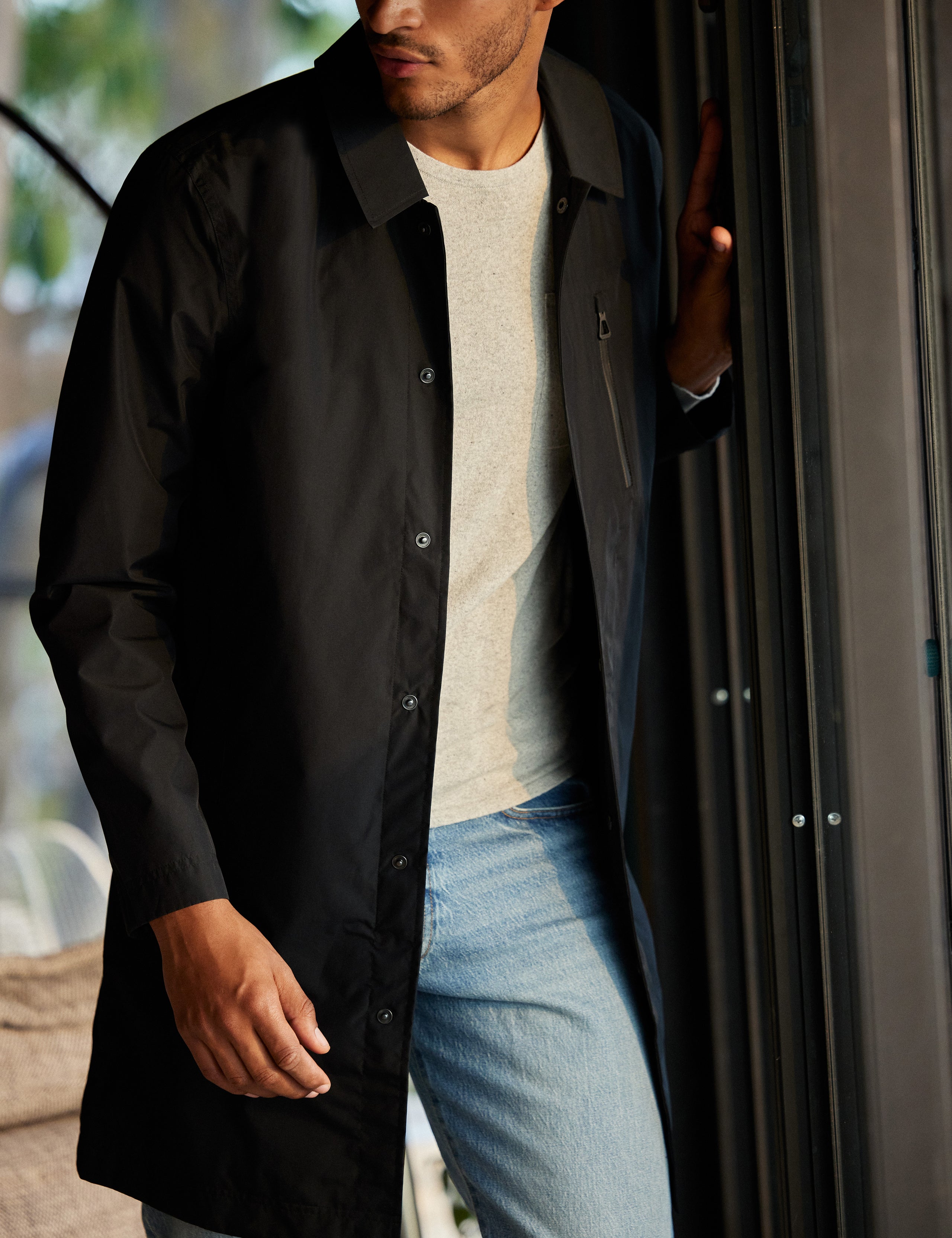 black raincoat for men from Aether Apparel