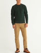 man wearing green fleece sweater