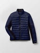 wearing quilted blue jacket for women