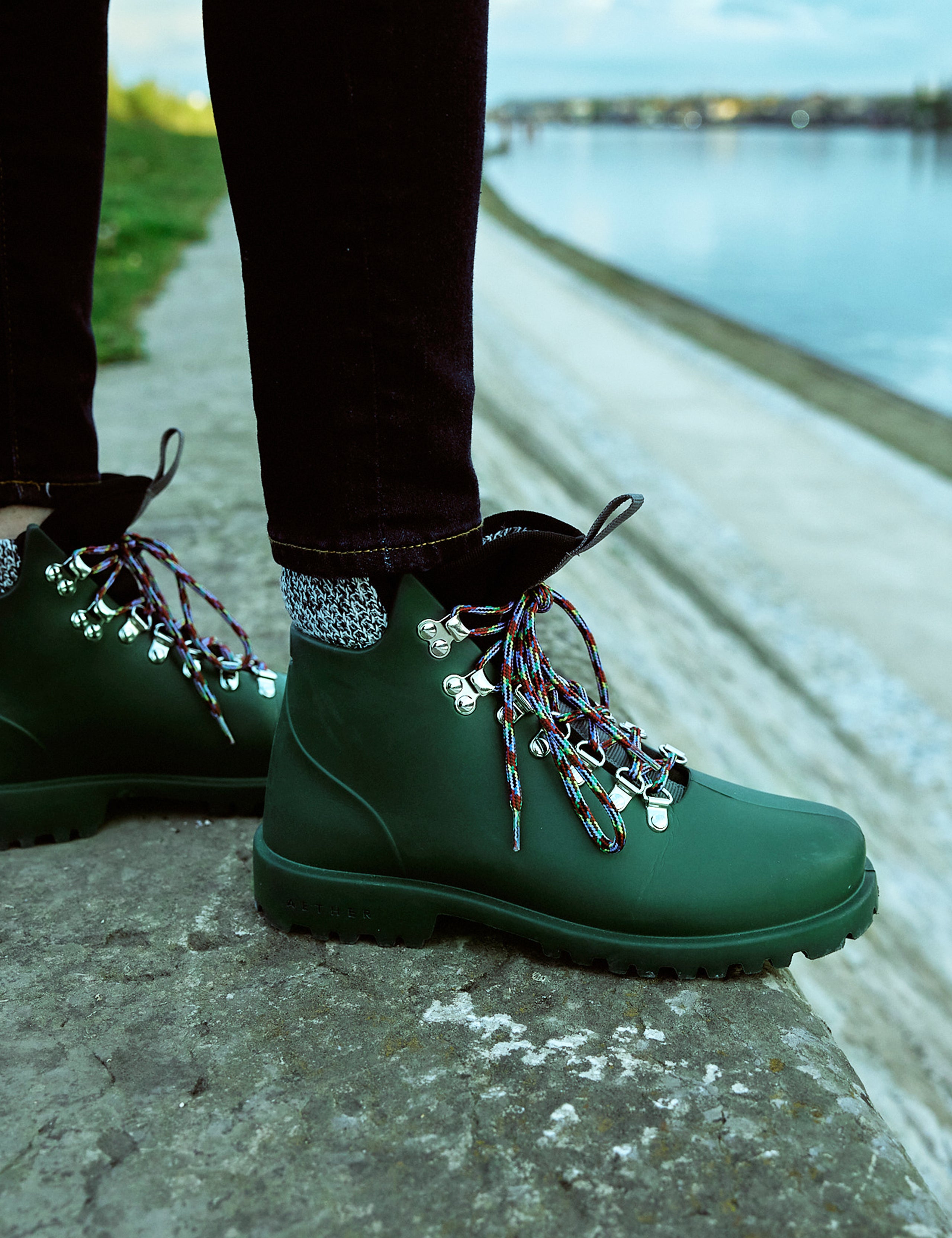 women's green rain boot from AETHER Apparel