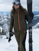 woman wearing green snow pant from AETHER Apparel