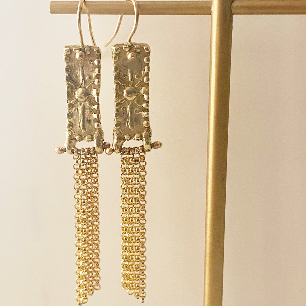 Rectangle Sunburst Chain Earrings – Liesl Pawliw Handmade