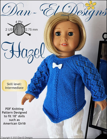 Dan-El Designs Knitting Hazel 18" Doll Clothes Knitting Pattern larougetdelisle