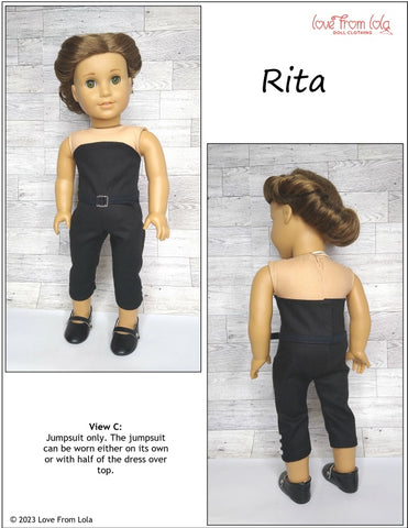 Love From Lola 18 Inch Modern Rita Dress and Jumpsuit 18" Doll Clothes Pattern larougetdelisle