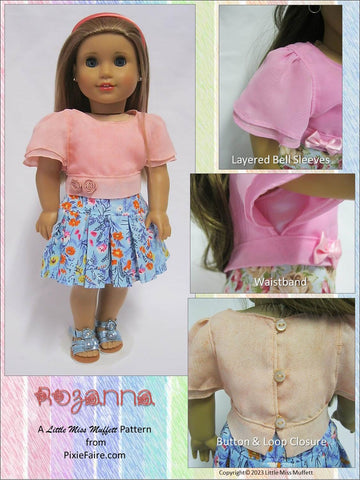 Little Miss Muffett 18 Inch Historical Rozanna 18" Doll Clothes Pattern larougetdelisle