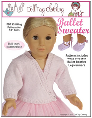 Ballet Sweater PDF Knitting Pattern For 18-inch dolls