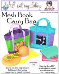 Mesh Book Carry Bag PDF Sewing Pattern For 18-inch dolls