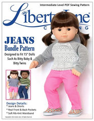 Jeans and shorts Sewing Pattern For 15-inch Baby Dolls