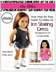 One Shoulder Ice Skating Dress Sewing Pattern For 18-inch Dolls