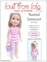 Ruched Swimsuit Sewing Pattern For 14.5-inch Dolls