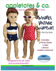 Sanibel Vintage Swimsuit PDF Sewing Pattern For 18-inch Dolls