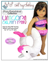 Fun-flatable Unicorn Swim Ring PDF Sewing Pattern For 18-inch Dolls