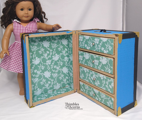 Thimbles and Acorns 18 Inch Historical Edwardian Wardrobe Steamer Trunk Pattern For 18" Dolls larougetdelisle