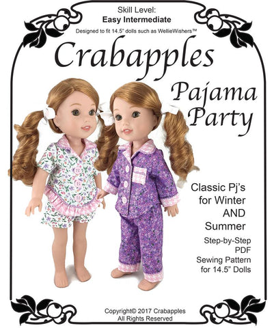 Crabapples WellieWishers Pajama Party 14.5 Inch Doll Clothes Pattern larougetdelisle