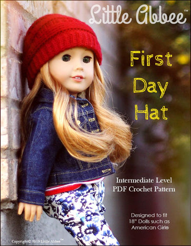 Little Abbee Crochet First Day Hat 18" Doll Crochet Pattern larougetdelisle