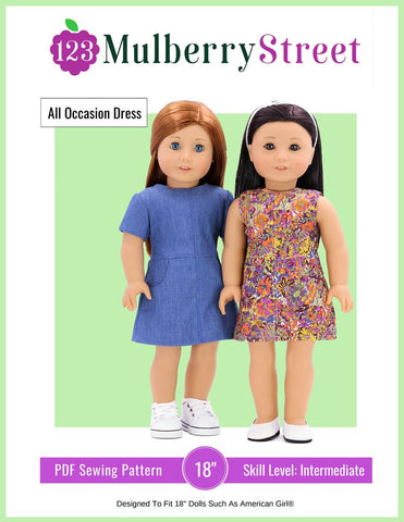 123 Mulberry Street 18 Inch Modern All Occasion Dress 18" Doll Clothes Pattern larougetdelisle