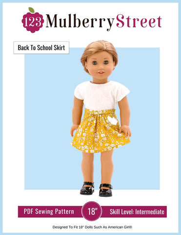 123 Mulberry Street 18 Inch Modern Back to School Skirt 18" Doll Clothes Pattern larougetdelisle