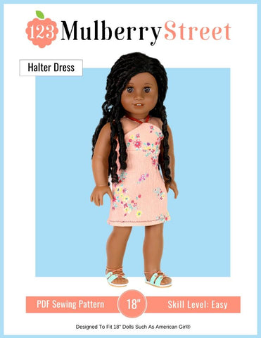 123 Mulberry Street 18 Inch Modern Halter Dress and Top 18" Doll Clothes Pattern larougetdelisle