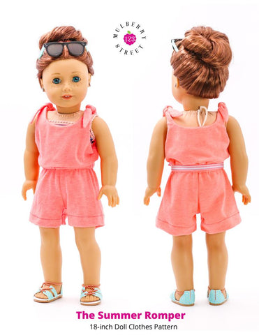 123 Mulberry Street 18 Inch Modern Summer Romper 18" Doll Clothes Pattern larougetdelisle