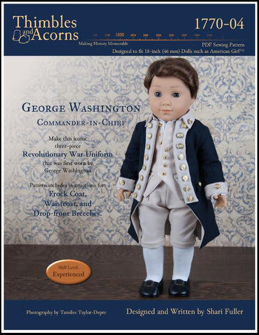 Thimbles and Acorns 18 inch Boy Doll George Washington, Commander-in-Chief 18" Doll Clothes Pattern larougetdelisle