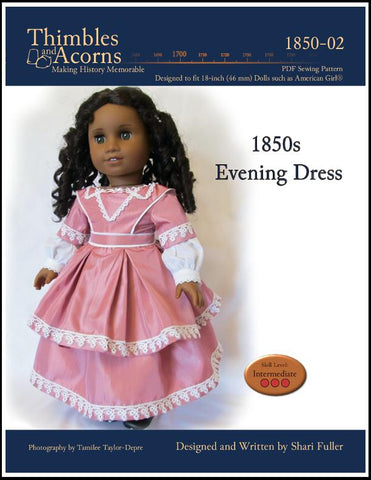 Thimbles and Acorns 18 Inch Historical 1850s Evening Dress 18" Doll Clothes Pattern larougetdelisle