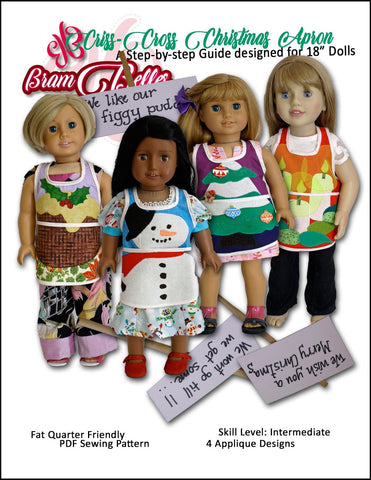 Brambelles boutique 18 Inch Modern Criss Cross Christmas Apron 18" Doll Accessories Pattern larougetdelisle