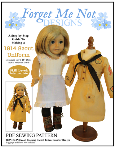 Forget Me Not Designs 18 Inch Historical 1914 Scout Uniform 18" Doll Clothes Pattern larougetdelisle