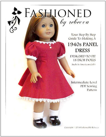 Fashioned by Rebecca 18 Inch Historical 1940's Panel Dress 18" Doll Clothes Pattern larougetdelisle