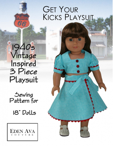 Eden Ava 18 Inch Historical 1940's Vintage Inspired 3 Piece Playsuit 18" Doll Clothes larougetdelisle