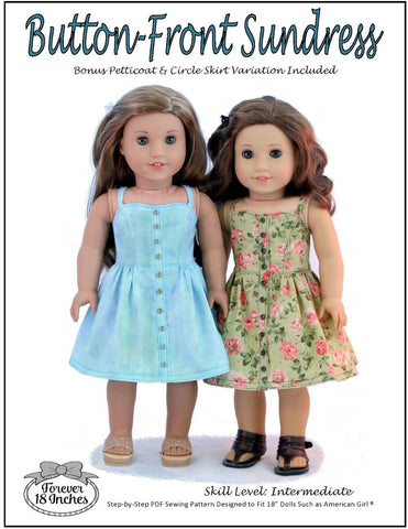 Forever 18 Inches 18 Inch Modern Button Front Sundress 18" Doll Clothes Pattern larougetdelisle