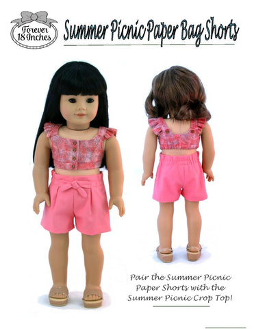 Forever 18 Inches 18 Inch Modern Summer Picnic Capris and Shorts 18" Doll Clothes Pattern larougetdelisle