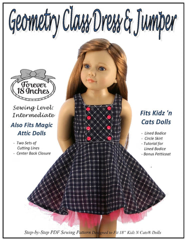 Forever 18 Inches Kidz n Cats Geometry Class Dress & Jumper Pattern for Kidz N Cats Dolls larougetdelisle