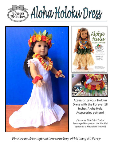 Forever 18 Inches 18 Inch Historical Aloha Holoku Dress 18" Doll Clothes Pattern larougetdelisle