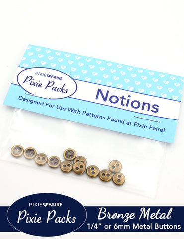 larougetdelisle Pixie Packs Pixie Packs Metal Two-Hole Buttons 1/4" or 6mm Bronze larougetdelisle