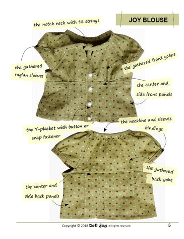 Doll Joy 18 Inch Modern Joy Blouse 18" Doll Clothes Pattern larougetdelisle