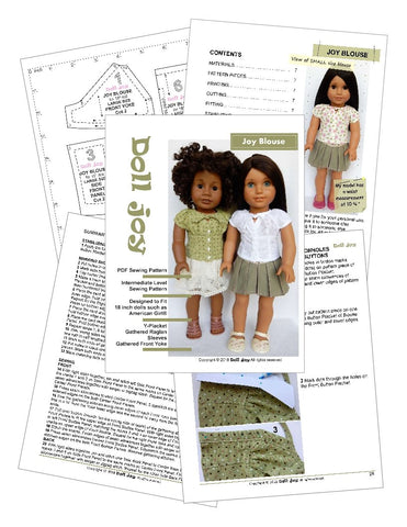 Doll Joy 18 Inch Modern Joy Blouse 18" Doll Clothes Pattern larougetdelisle