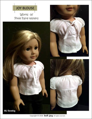 Doll Joy 18 Inch Modern Joy Blouse 18" Doll Clothes Pattern larougetdelisle