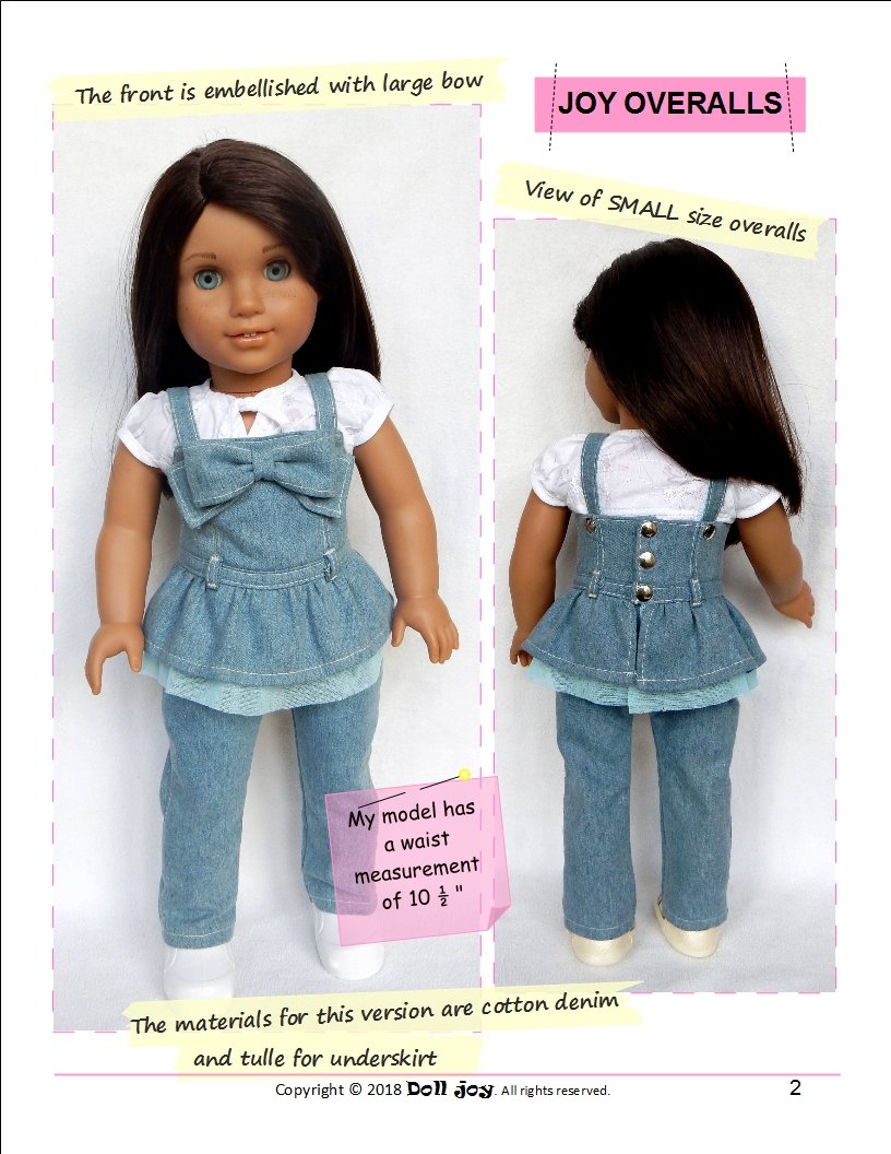 18 inch doll overalls