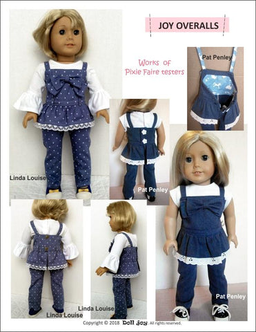 Doll Joy 18 Inch Modern Joy Overalls 18" Doll Clothes Pattern larougetdelisle