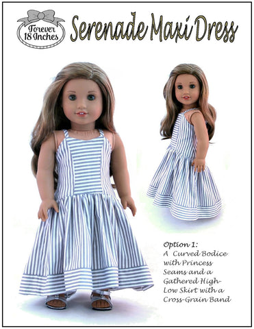 Forever 18 Inches 18 Inch Modern Serenade Maxi Dress 18" Doll Clothes Pattern larougetdelisle