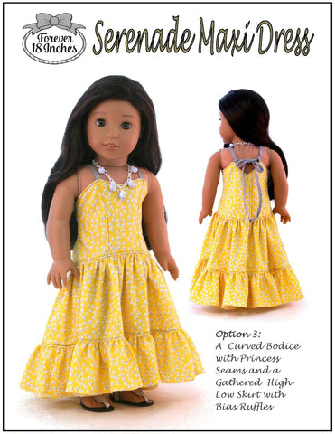 Forever 18 Inches 18 Inch Modern Serenade Maxi Dress 18" Doll Clothes Pattern larougetdelisle