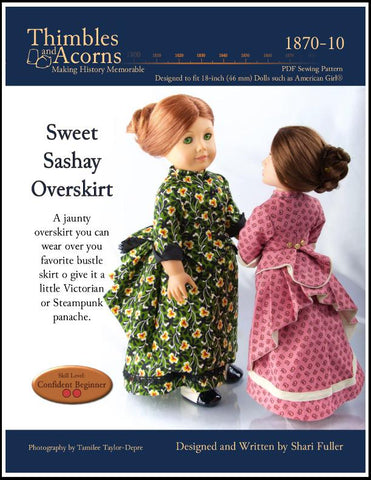 Thimbles and Acorns 18 Inch Historical Sweet Sashay Overskirt 18" Doll Clothes larougetdelisle