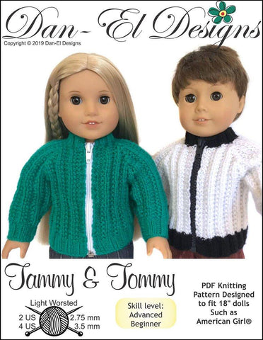 Dan-El Designs Knitting Tammy & Tommy 18" Doll Knitting Pattern larougetdelisle