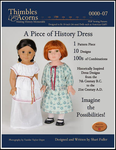 Thimbles and Acorns 18 Inch Historical A Piece of History Dress 18" Doll Clothes Pattern larougetdelisle