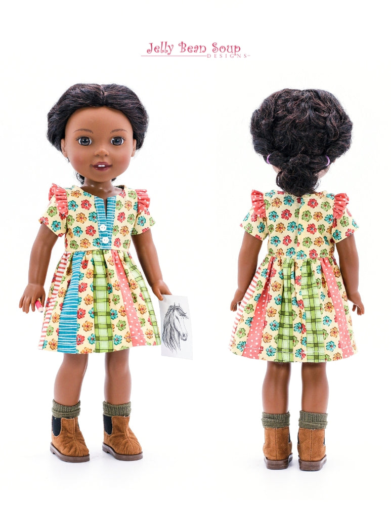 Jelly Bean Soup Designs Alivia Dress Doll Clothes Pattern 14.5-15