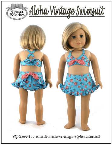 Forever 18 Inches 18 Inch Historical Aloha Vintage Swimsuit and Hula Accessories Bundle 18" Doll Clothes Pattern larougetdelisle