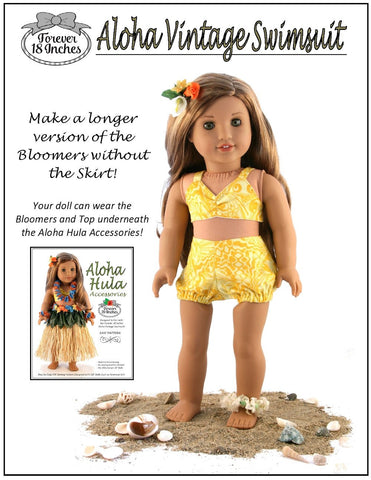 Forever 18 Inches 18 Inch Modern Aloha Vintage Swimsuit & Playsuit Skirt Bundle 18" Doll Clothes Pattern larougetdelisle